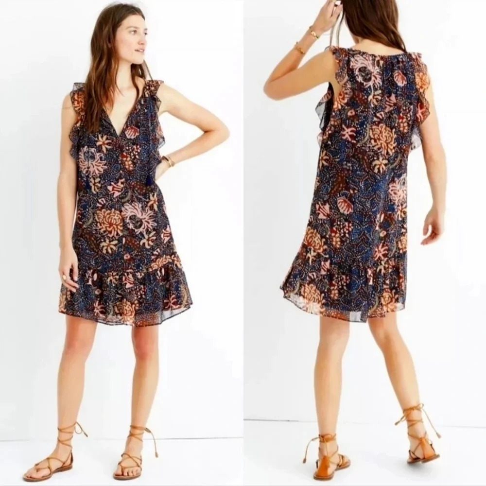 Madewell Sea Floral Lily Ruffle Dress